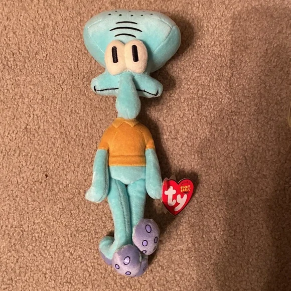 Set of Ty Beanies SpongeBob, Patrick Squidward